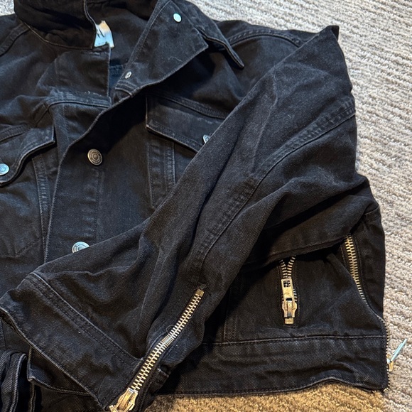 Zara Charcoal Denim Jacket Women’s XL - Picture 5 of 8